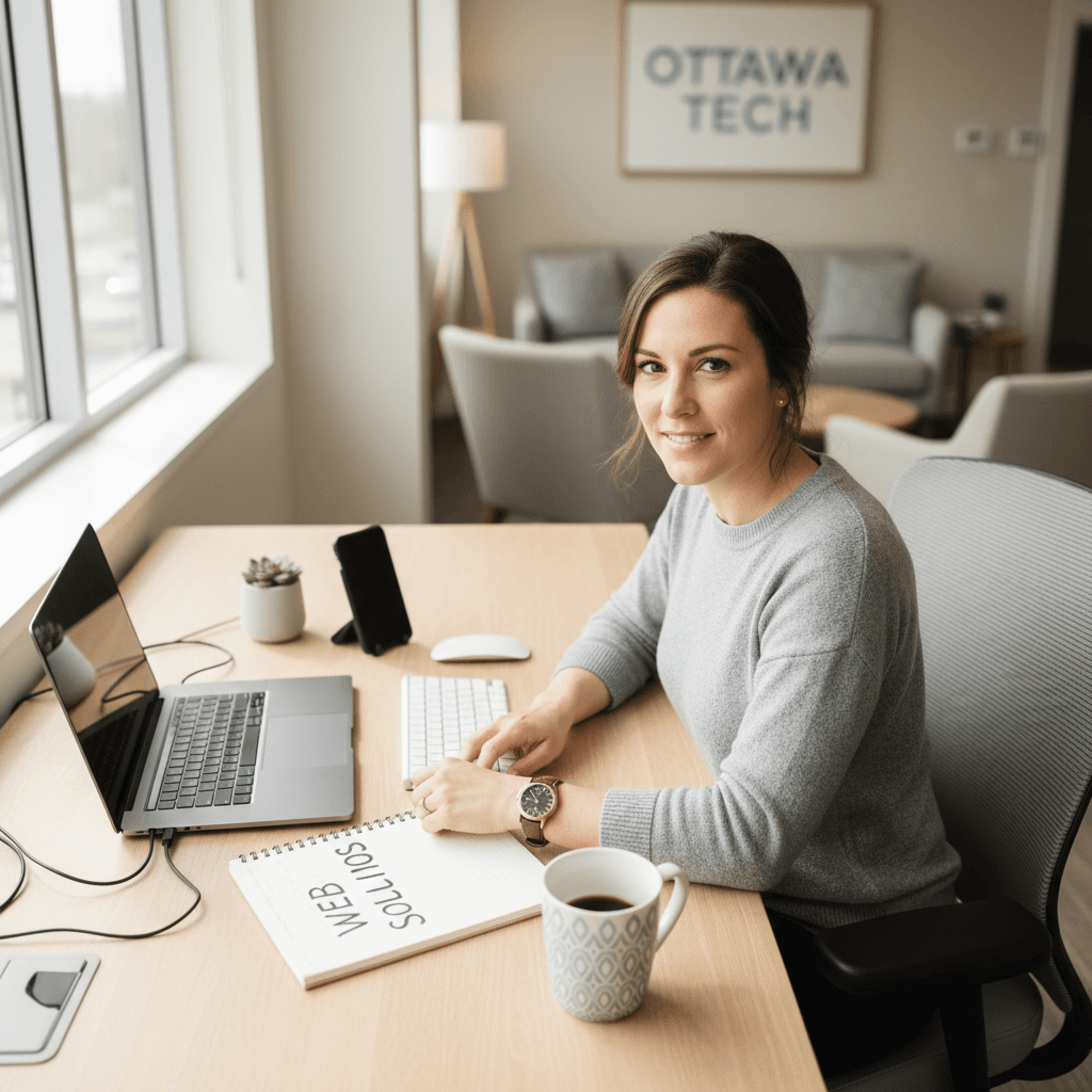 Web developer at desk ready to provide client support