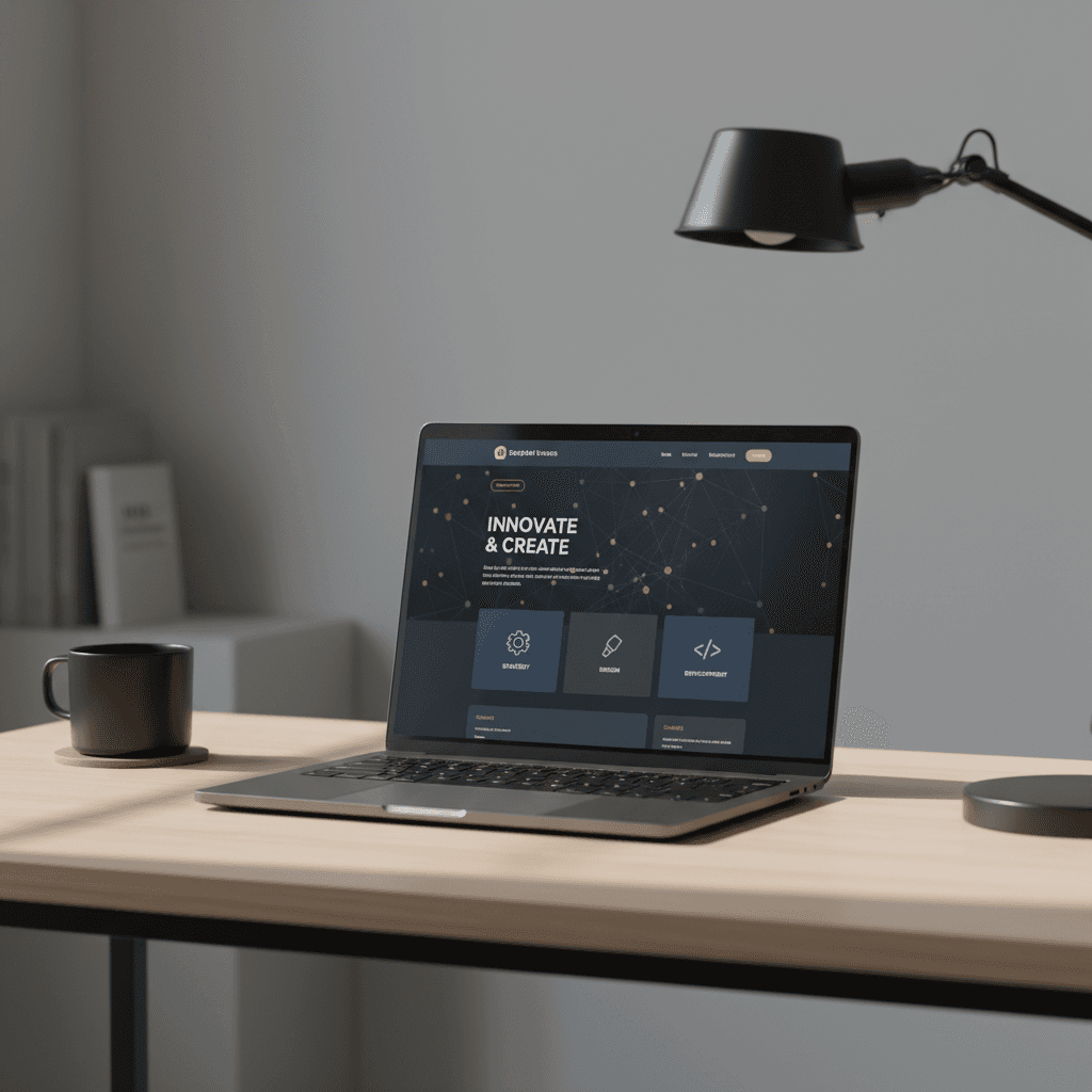 Website design project displayed on laptop computer