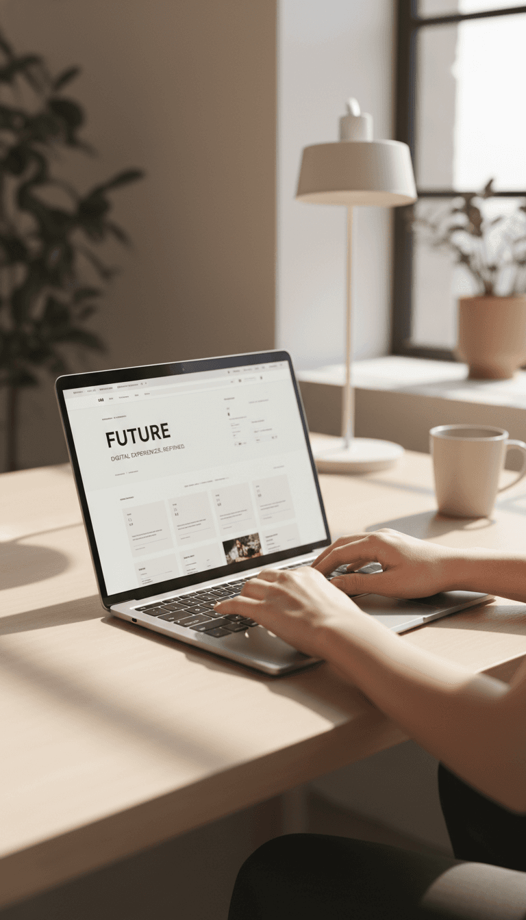 Web designer working on a custom website design on laptop