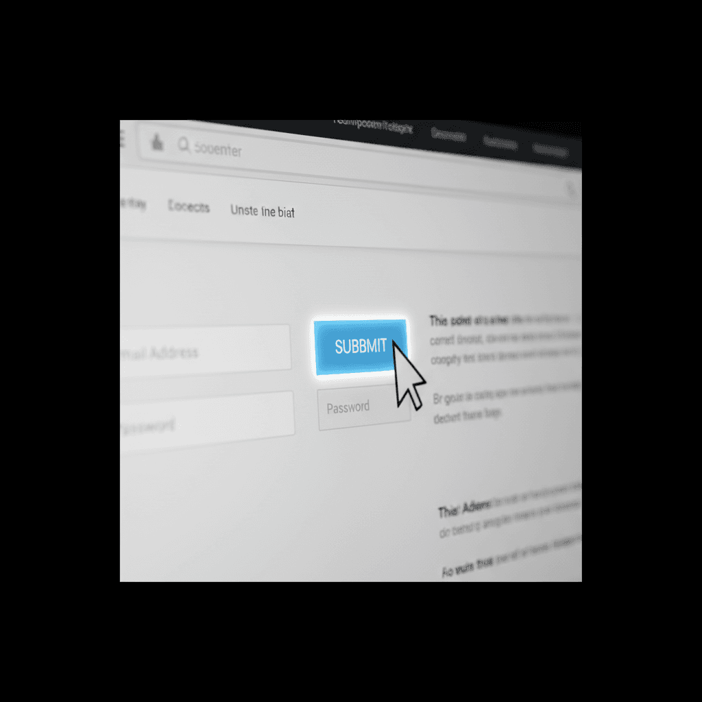 Website button and interactive elements in focus